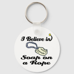 i believe in soap on a rope keychain