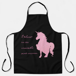 I believe in the invisible pink unicorn. apron