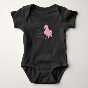 I believe in the invisible pink unicorn. baby bodysuit