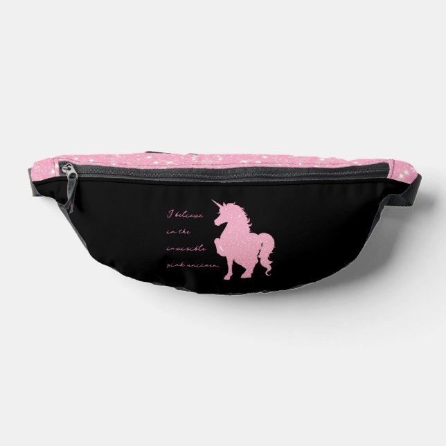 I believe in the invisible pink unicorn. fanny pack (Lay Down)