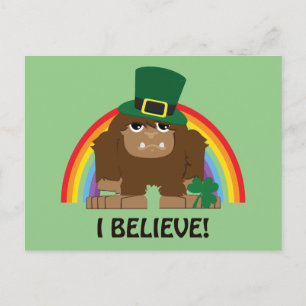 I Believe! Leprechaun Bigfoot Postcard