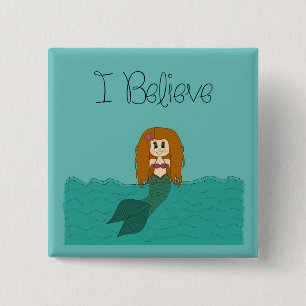 I Believe - Mermaid - change colour 2 Inch Square Button