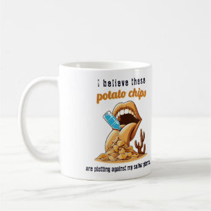I believe these potato chips are plotting against  coffee mug