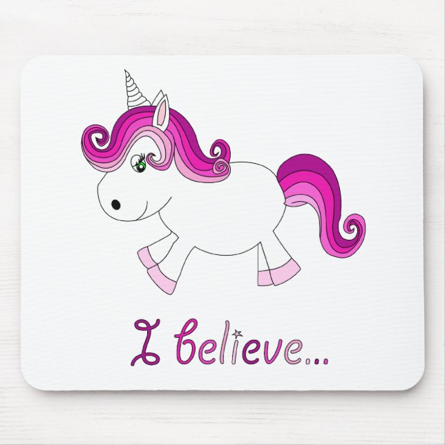 I believe unicorn - pink mouse pad (Front)