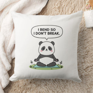“I Bend So I Don’t Break” panda design Throw Pillow