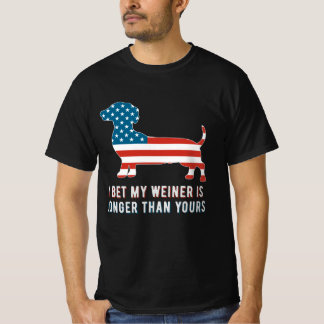  I Bet My Weiner is Longer than Yours USA patriot T-Shirt