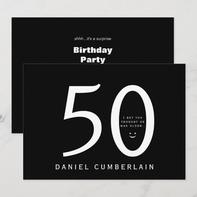 I bet You Thought He Was Older Funny Birthday Invitation (Front/Back)