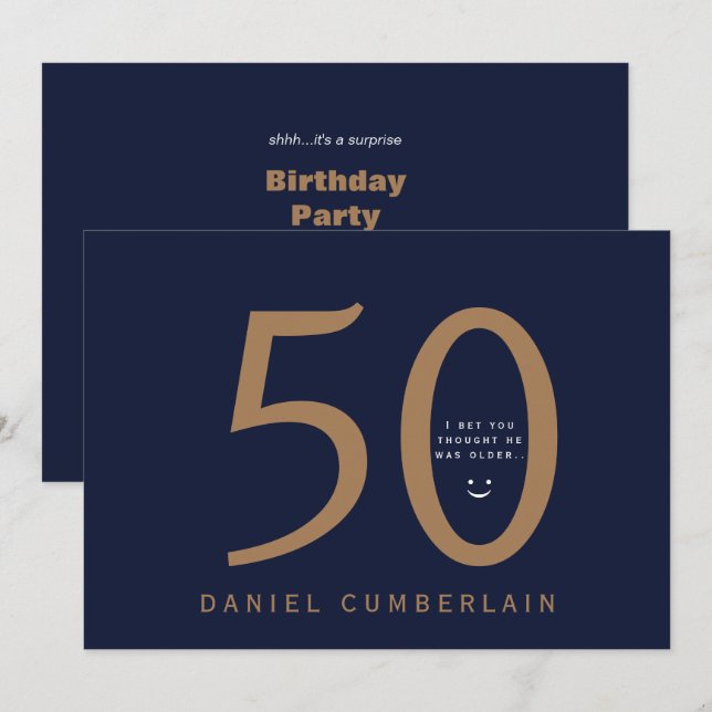 I bet You Thought He Was Older Funny Navy Birthday Invitation (Front/Back)