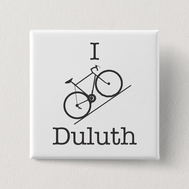 I Bike Duluth 2 Inch Square Button (Front)