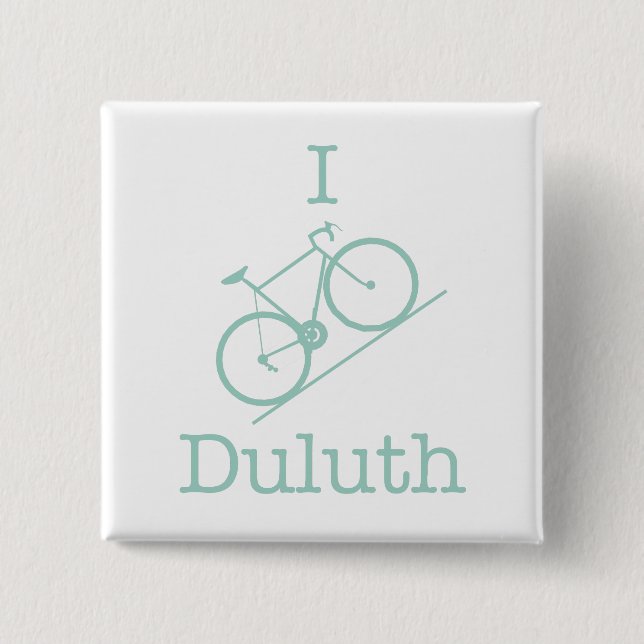 I Bike Duluth 2 Inch Square Button (Front)