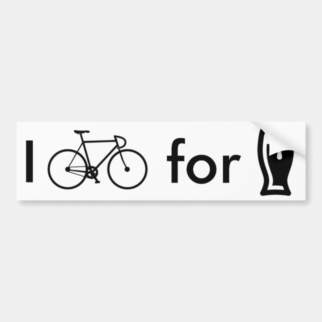 I bike for beer bumper sticker (Front)