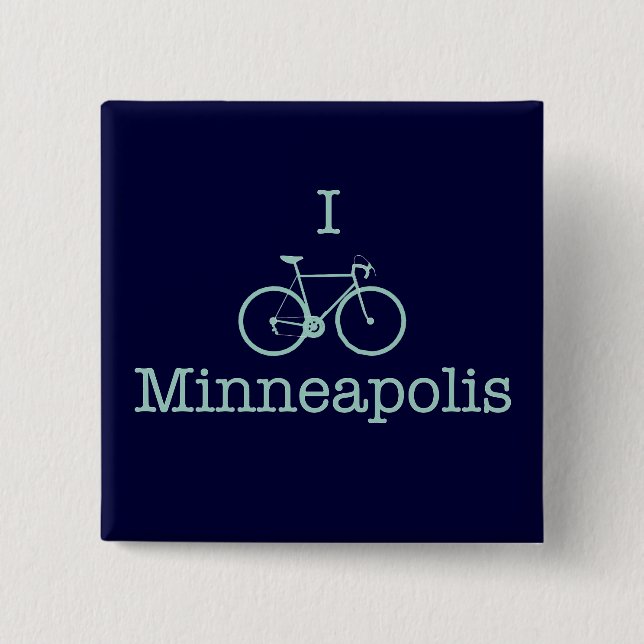 I Bike Minneapolis 2 Inch Square Button (Front)