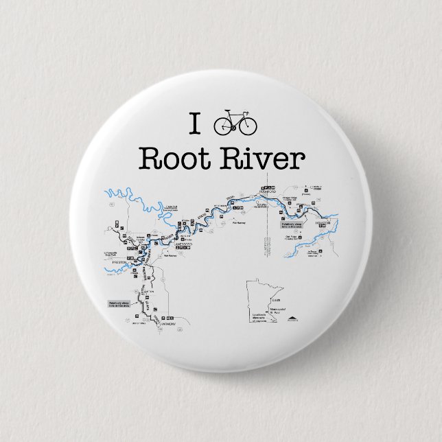 I Bike Root River 2 Inch Round Button (Front)