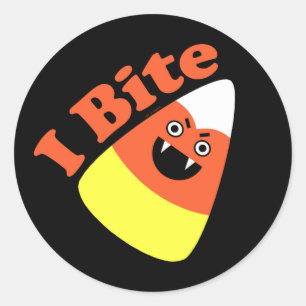 I Bite Halloween Candy Corn Vampire Classic Round Sticker