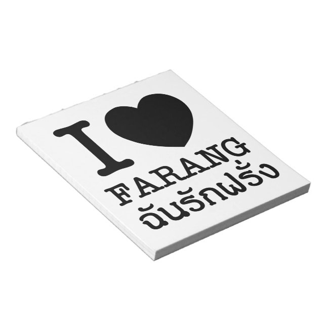 I Black Heart (Love) Farang Notepad (Angled)