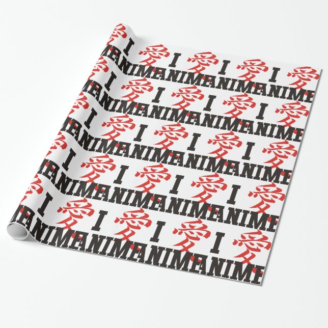 I Black Love Anime Wrapping Paper (Unrolled)