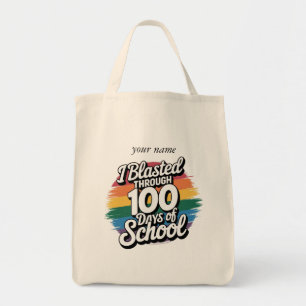 I Blasted Through 100 Days of School Rainbow Tote Bag