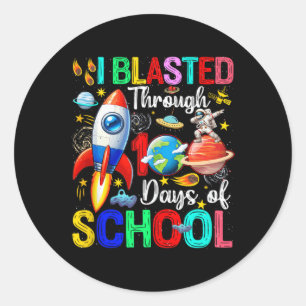 I Blasted Through 100 Days School Colourful Rocket Classic Round Sticker