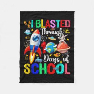 I Blasted Through 100 Days School Colourful Rocket Fleece Blanket