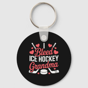 I Bleed Ice Hockey Grandma, Ice Hockey Grandparent Keychain