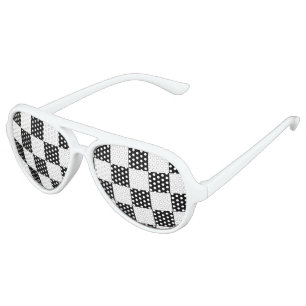I Bleed Racing Check Black White Chequered Custom Aviator Sunglasses