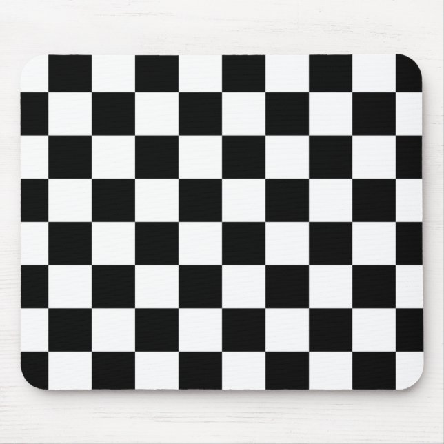 I Bleed Racing Check Black White Chequered Custom Mouse Pad (Front)