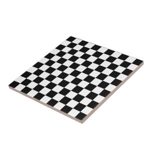 I Bleed Racing Check Black White Chequered Custom Tile