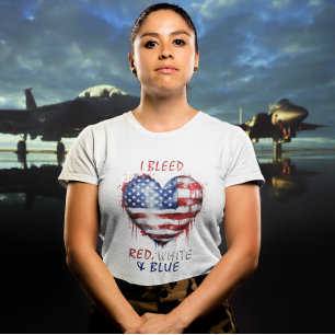 I Bleed Red White Blue Heart-Shaped Flag T-Shirt