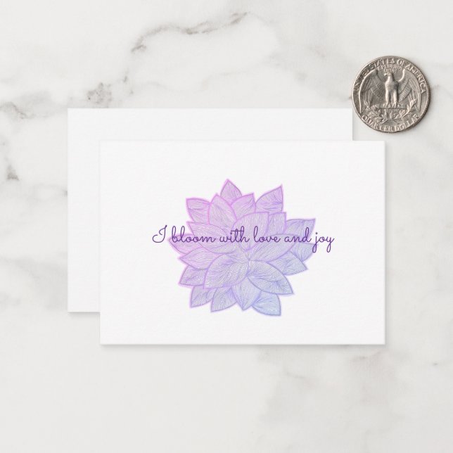 I bloom with love and joy: Floral Affirmation Card (Front/Back In Situ)
