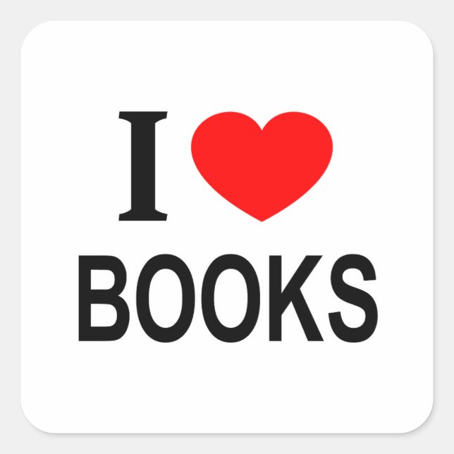I ❤️ BOOKS I LOVE BOOKS I HEART BOOKS SQUARE STICKER (Front)