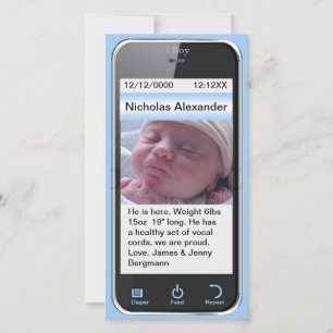 i Boy Modern Birth Announcement