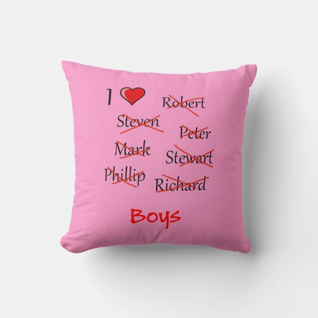'I ♥ Boys' Throw Pillow (Front)