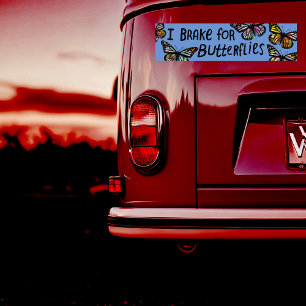 I BRAKE FOR BUTTERFLIES Monarch Watercolor Bumper Sticker