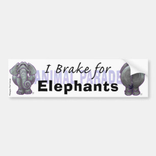 I Brake for Elephants Bumper Sticker