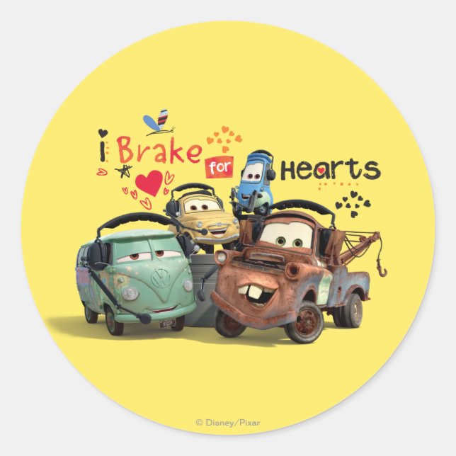 I Brake for Hearts Classic Round Sticker (Front)