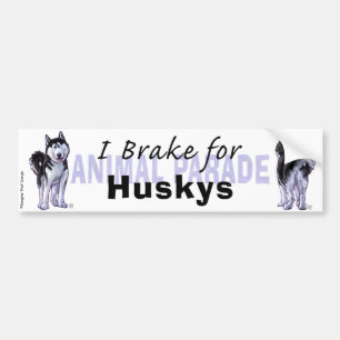 I Brake for Huskys Bumper Sticker