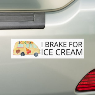 I BRAKE FOR ICE CREAM Cute Ice Cream Truck Bumper  Bumper Sticker
