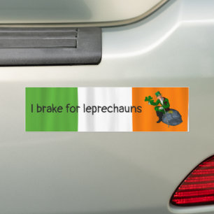 I Brake for Leprechauns St. Patrick's Day Bumper Sticker