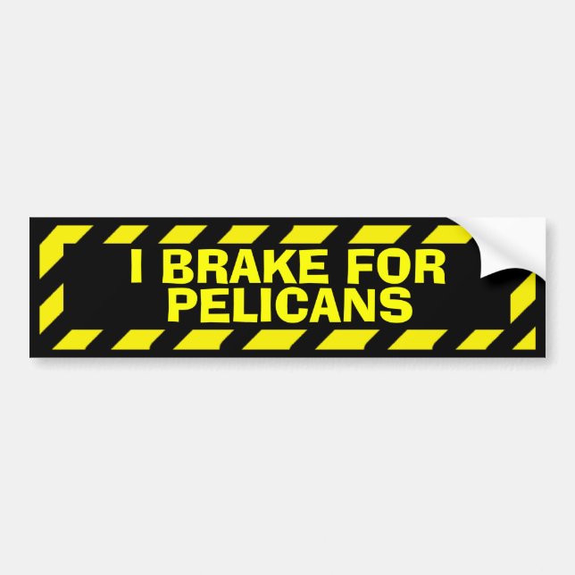 I brake for pelicans yellow caution sticker (Front)