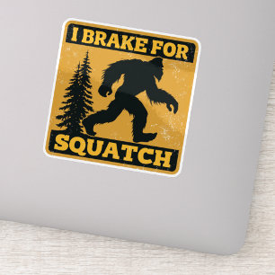 I Brake For Squatch Retro Bigfoot Black and Yellow