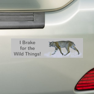 I Brake For The Wild Things! Bobcat Bumper Sticker