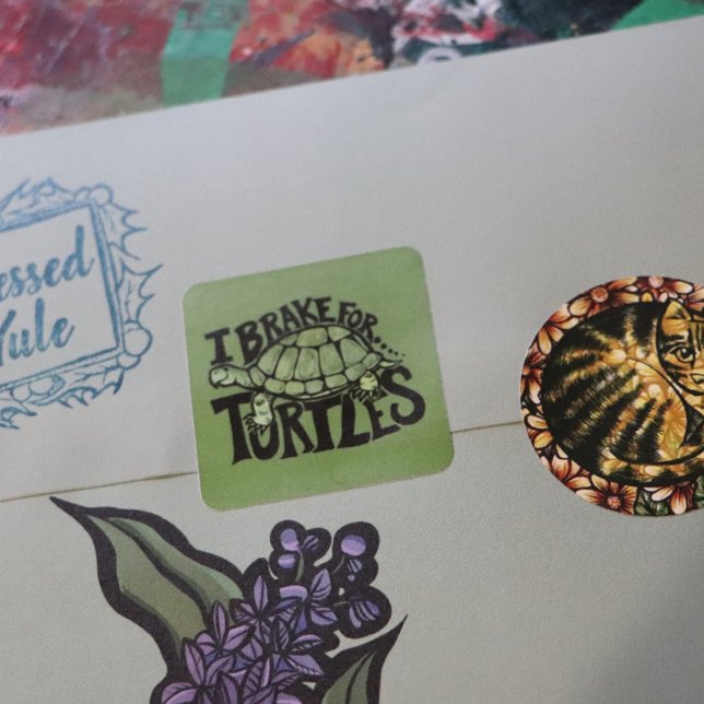 I Brake for Turtles Square Sticker (Creator Uploaded)