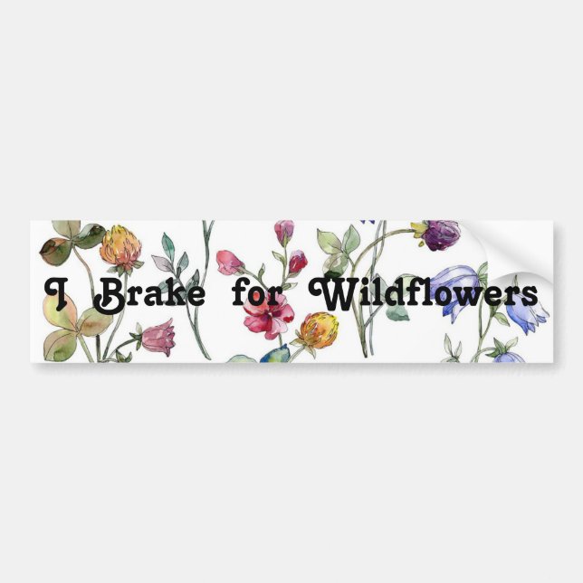 I Brake for Wildflowers Bumper Sticker (Front)