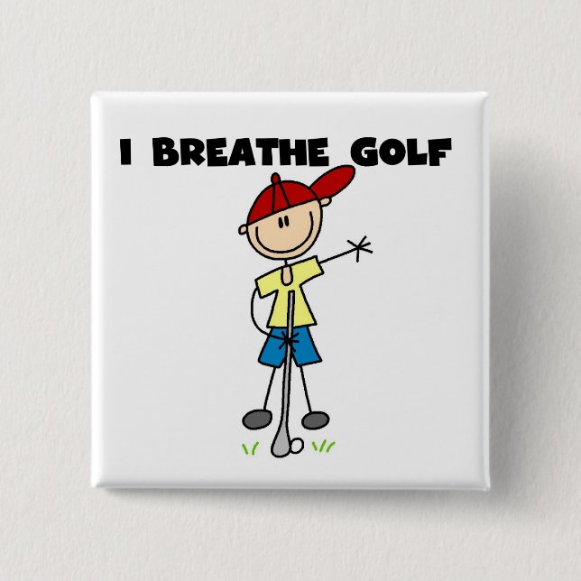 I Breathe Golf 2 Inch Square Button (Front)
