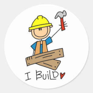 I Build Stick Figure Carpenter Tshirts Classic Round Sticker