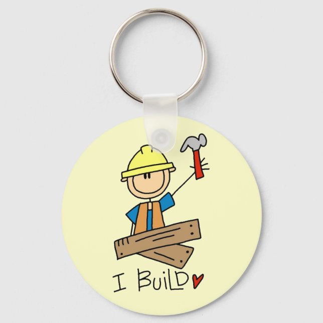 I Build Stick Figure Carpenter Tshirts Keychain (Front)
