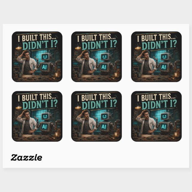 I Built This Didn’t I Funny AI Tech Shirt Square Sticker (Sheet)