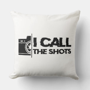 I call the shots Black Distressed Design Throw Pillow