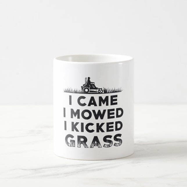 I Came I Mowed I Kicked Grass Lawn Mower Mowing Coffee Mug (Center)