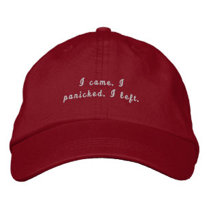 'I Came. I Panicked. I Left.' Introvert Humour Gif Embroidered Hat